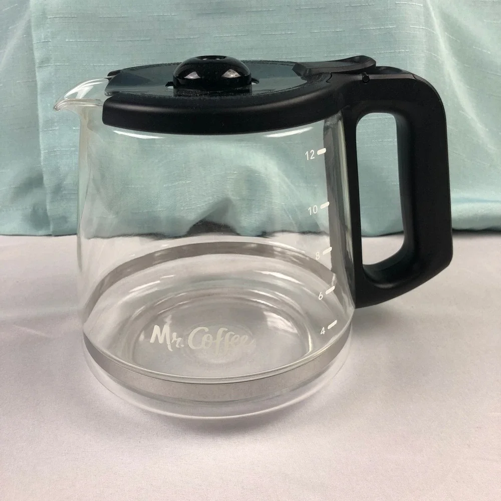 Mr. Coffee 12 Cup Replacement Glass Carafe Black Handle Lid Clear Glass Pot